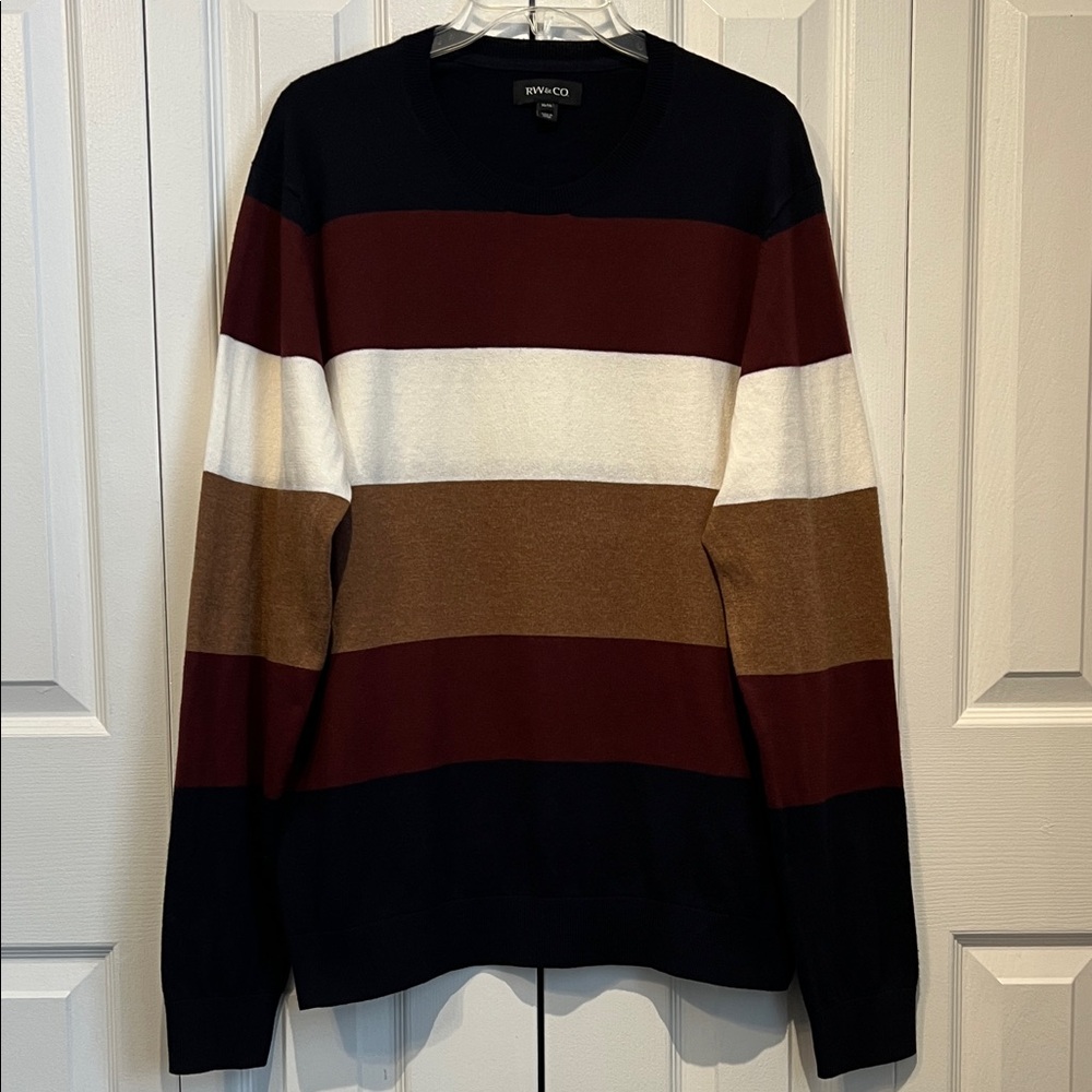 RW & CO Men’s Striped Crewneck Sweater Size XL